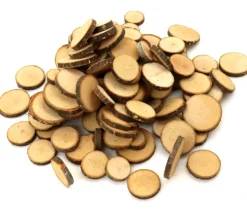 100 à 120 mini rondelles en bois brut avec écorce 1 à 3 cm de diamètre