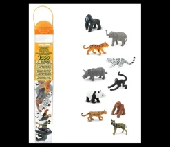 10 Animaux en danger - espèces terrestres menacées dans un tube de rangement