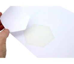6 autocollants hexagones 95 mm blancs à imprimer sur feuille A4