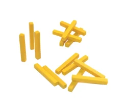 60 Baguettes en bois multicolores 5x5x39 mm