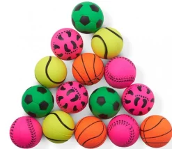 15 balles Ø 6 cm - mini ballon foot, basket, baseball, tennis