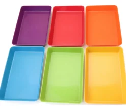 6 barquettes plateaux colorés Bioplastique 12 x 18 x 2.5 cm PM