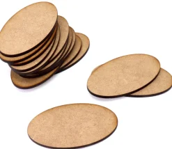 15 Bases ovales 7.5 x 4.2 cm bois MDF brut pour jeux