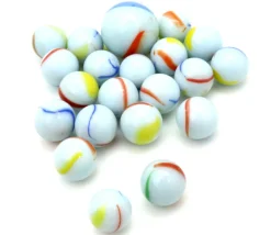 20 Billes opaques blanches avec liseret - Américaine 16 mm + 1 calot