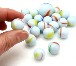 20 Billes opaques blanches avec liseret - Américaine 16 mm + 1 calot