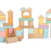 50 Blocs de construction en bois ton pastel pour jeux