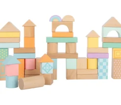50 Blocs de construction en bois ton pastel pour jeux