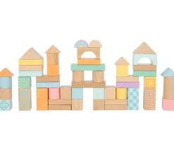 50 Blocs de construction en bois ton pastel pour jeux