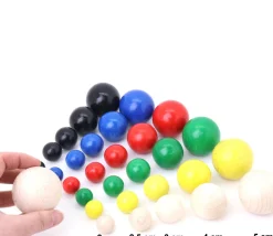 6 boules 4 cm en bois multicolores 6 couleurs pour jeux