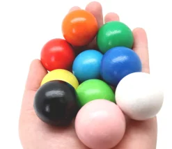 10 boules bois 3 cm multicolores - billes hêtre diamètre 30 mm