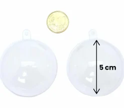 5 Boules plastique cristal 5 cm à remplir et suspendre