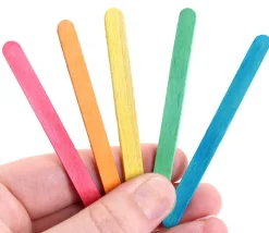 100 bâtonnets esquimaux colorés 7.5 cm bois bricolage et jeux