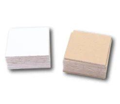 24 carrés 4 x 4 cm carton rigide blanc/gris vierge tuiles à personnaliser