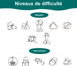 30 Casses-Têtes en métal 4 à 9 cm