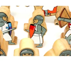 6 chevaliers en bois rouges et blancs - Figurines de jeux