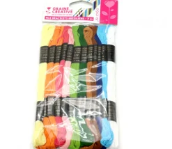 12 échevettes de fils en coton coloré