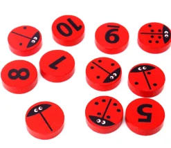 11 coccinelles 0 à 10 en bois pour compter