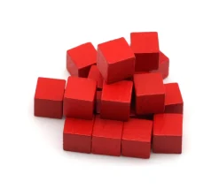 20 Cubes en bois 0.8 cm. 8x8x8 mm par couleur