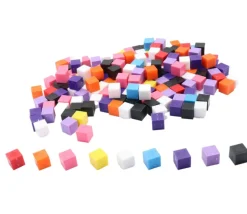 1000 Cubes plastiques 1 x 1 cm multicolores - 10 couleurs - 10 mm