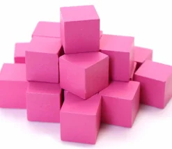 20 Cubes roses en bois de 1.6 cm