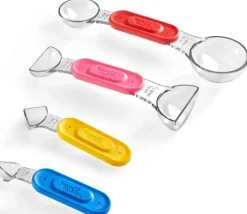 4 cuillères doseuses mesures fractions colorées