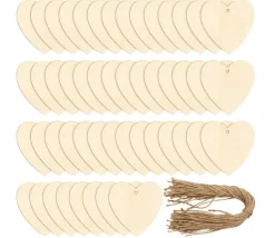 50 Cœurs en Bois à personnaliser plats 10 cm