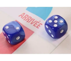 50 Dés bleus perlés nacrés 16 mm avec points 1 à 6