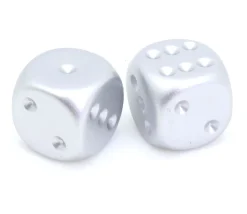 2 dés couleur aluminium platine 16 mm