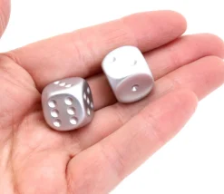 2 dés couleur aluminium platine 16 mm