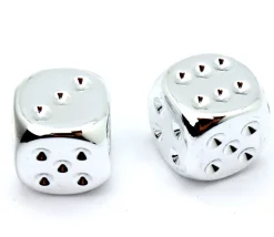2 dés couleur argent 16 mm
