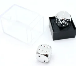 2 dés couleur argent 16 mm