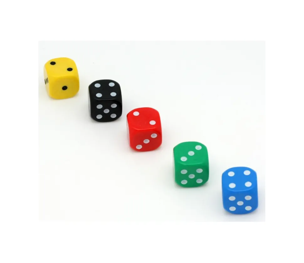 5 Dés de jeux Yams colorés en 18 mm