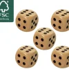 5 Dés en bois 3 cm de 1 à 6 pour jeu de société yam géant