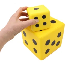2 dés géants 7.5 cm et 15 cm mousse dense jaune