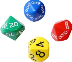 4 dés JUMBO unité, dizaine, centaine, millier 10 faces