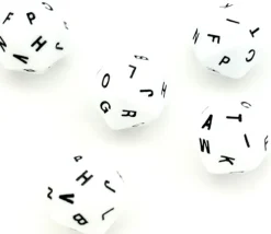 5 Dés lettres alphabet avec 20 faces