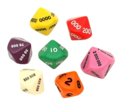 7 dés math valeurs : unité, dizaine, centaine, millier, million 10 faces