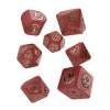 7 dés modernes multi-faces dragons rouge et or
