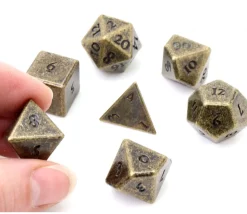7 Dés métal multifaces BRONZE