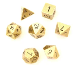 7 Dés métal multifaces DORES