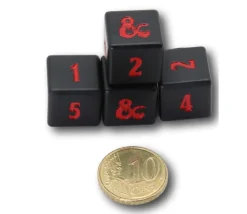4 Dés métal noir 6 faces Donjons & Dragons