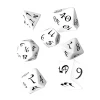 7 dés multifaces blancs gravage noir CLASSIC ELVEN - style elfe