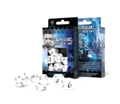 7 dés multifaces blancs gravage noir CLASSIC ELVEN - style elfe