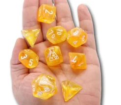 8 dés multi-faces Borealis jaune chessex Lab Dice 6