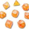 8 dés multi-faces Borealis orange sanguine chessex Lab dice 6