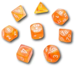 8 dés multi-faces Borealis orange sanguine chessex Lab dice 6