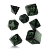 7 dés multifaces Call of Cthulhu - noir et vert COC