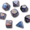 8 dés multi-faces cuivré/bleu chiffres dorés LAB dice 6