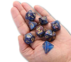 8 dés multi-faces cuivré/bleu chiffres dorés LAB dice 6