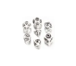 7 dés multifaces effet dragon blanc et noir